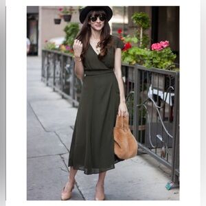 Reformation Olive Green carina wrap Dress Sz Sm